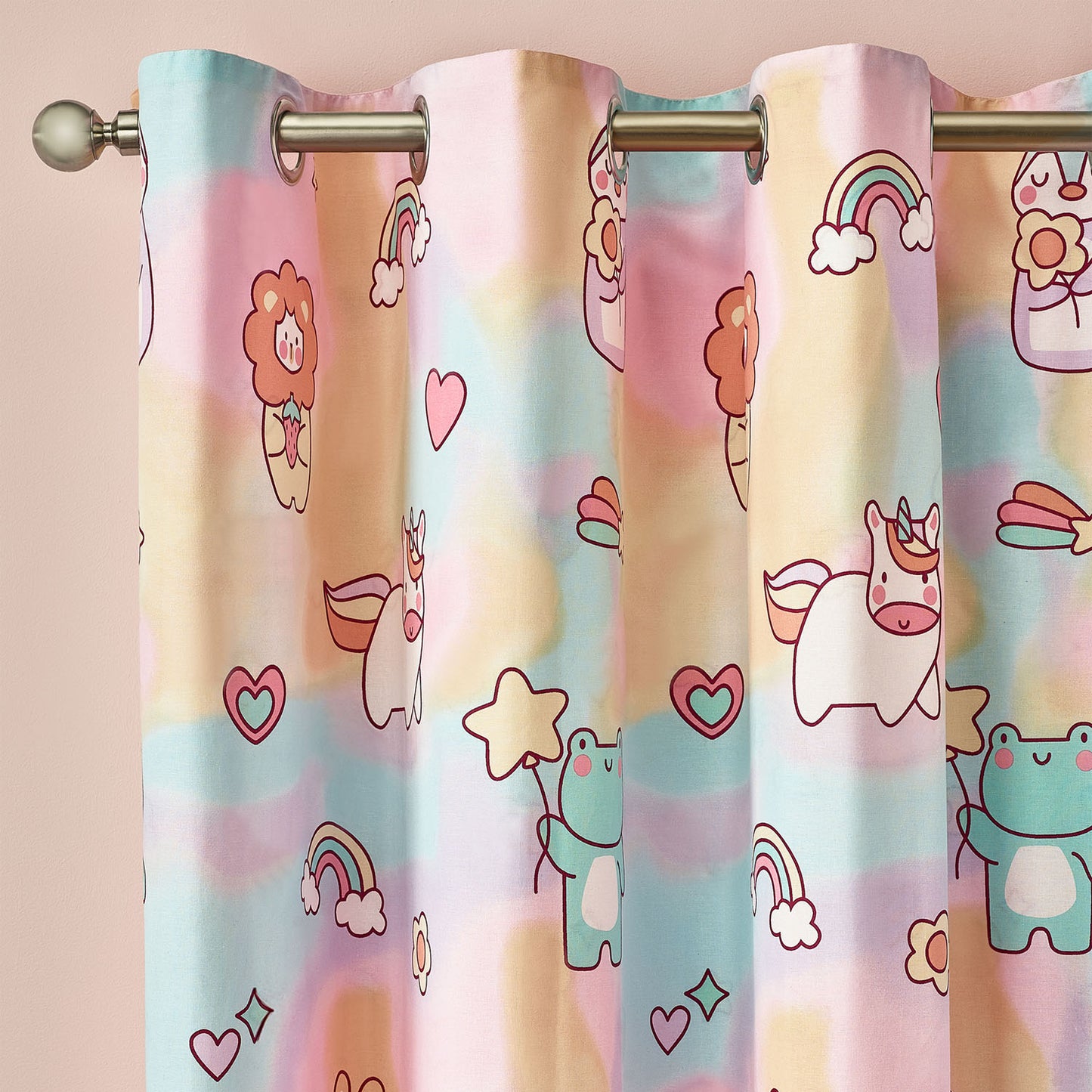 Catherine Lansfield Kids Pastel Forever Together Reversible Eyelet Curtains