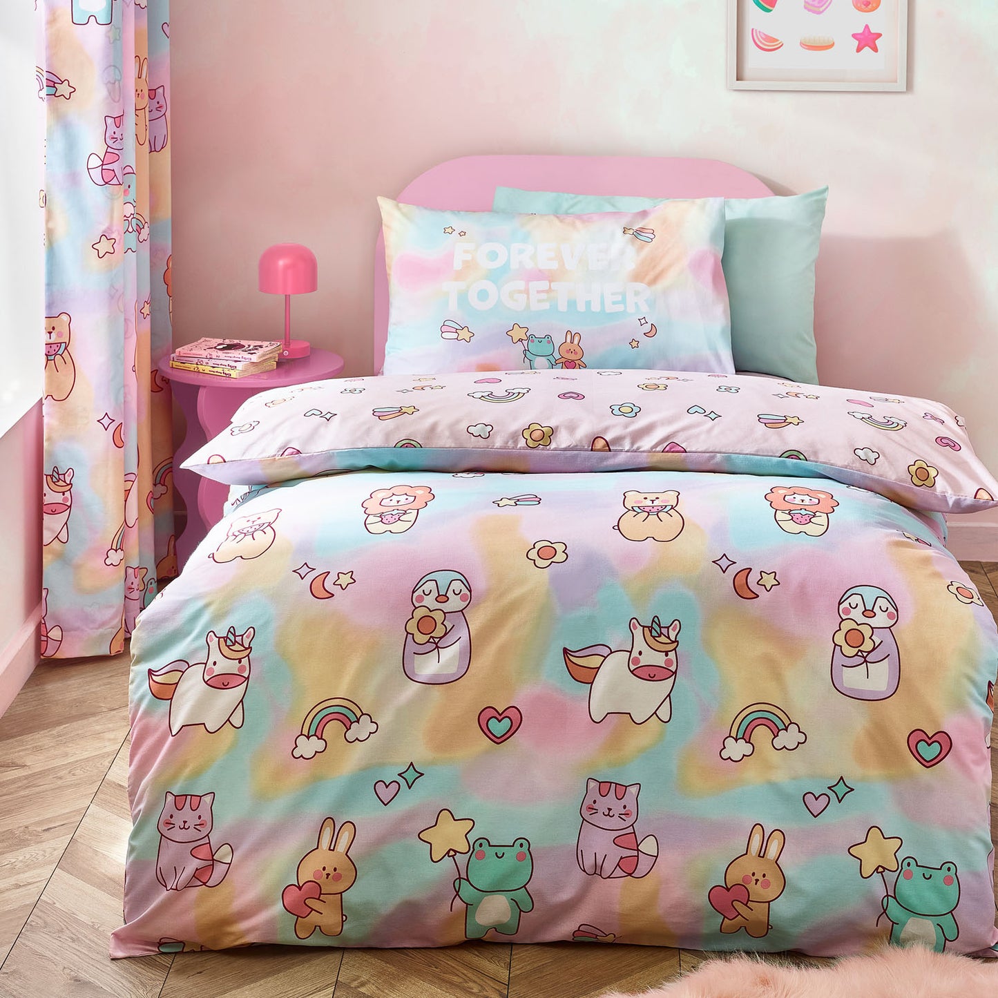 Catherine Lansfield Kids Pastel Forever Together Reversible Duvet Set