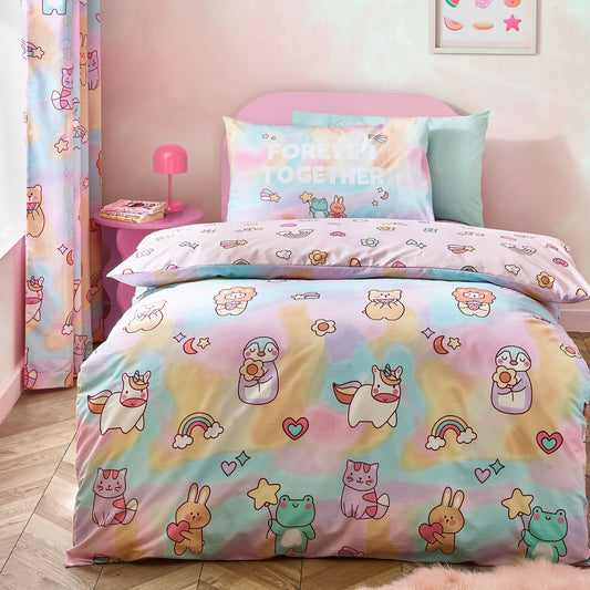 Catherine Lansfield Kids Pastel Forever Together Reversible Duvet Set