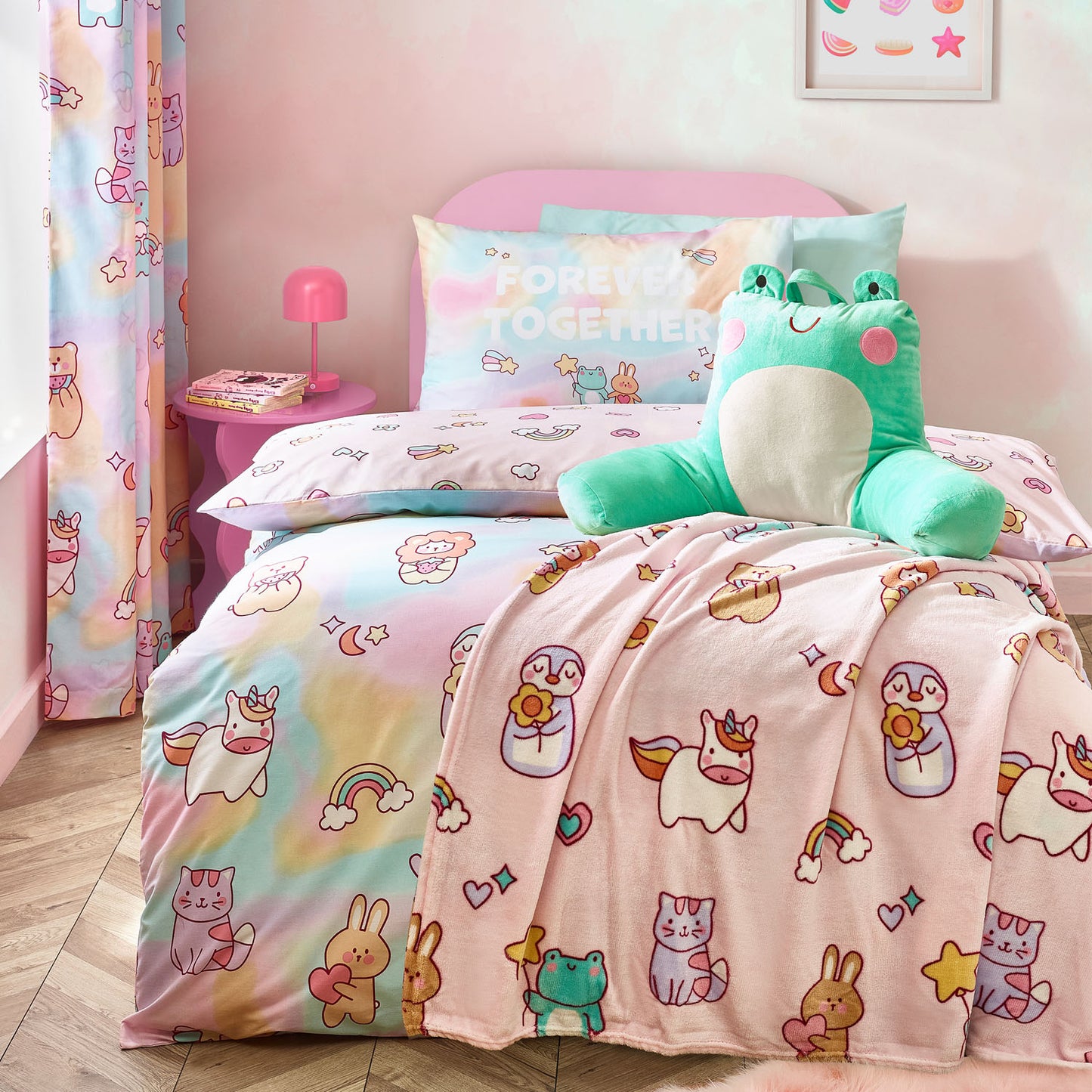 Catherine Lansfield Kids Pastel Forever Together Reversible Duvet Set