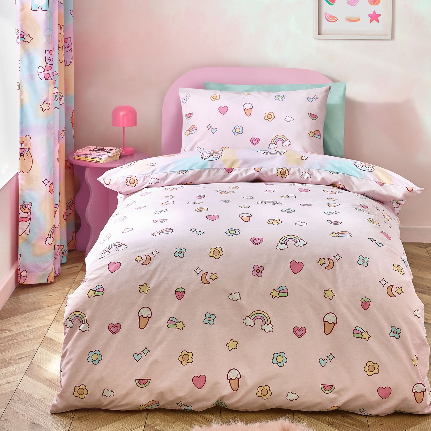 Catherine Lansfield Kids Pastel Forever Together Reversible Duvet Set