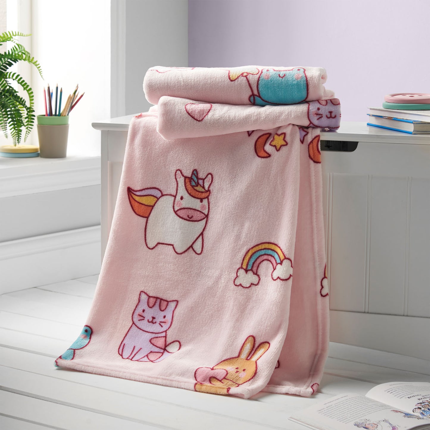 Catherine Lansfield Kids Pastel Forever Together Cosy Fleece Throw