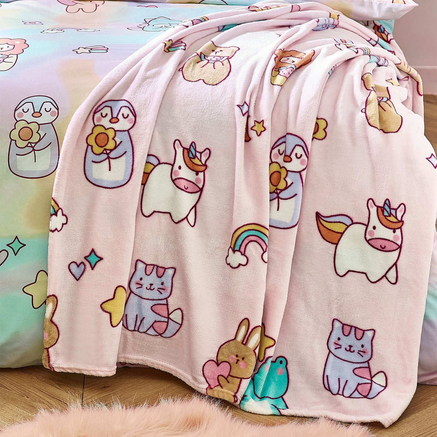 Catherine Lansfield Kids Pastel Forever Together Cosy Fleece Throw