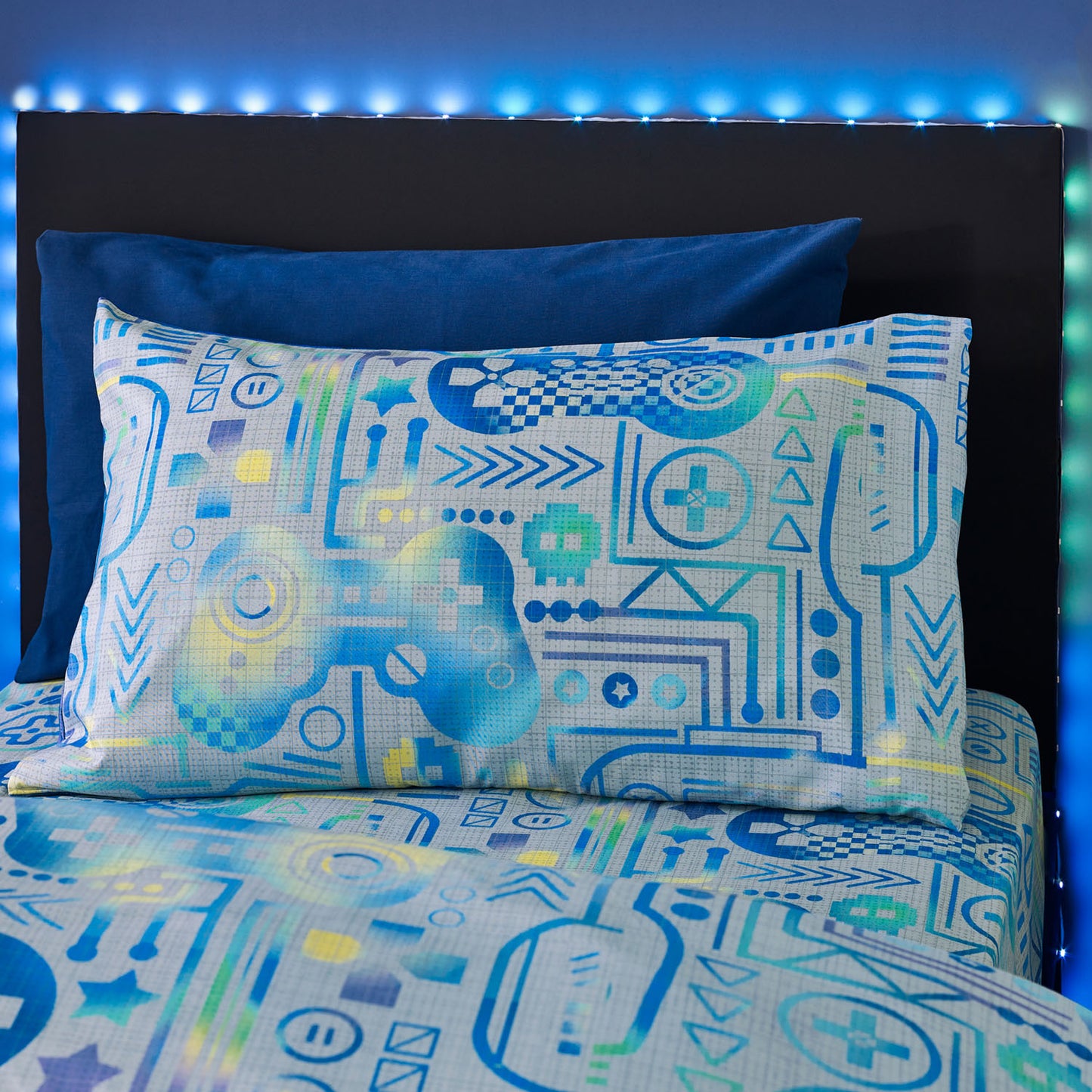 Catherine Lansfield Grey/Blue Gamer Reversible Duvet Set