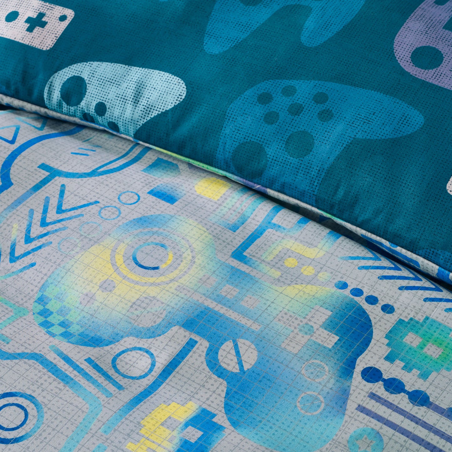 Catherine Lansfield Grey/Blue Gamer Reversible Duvet Set