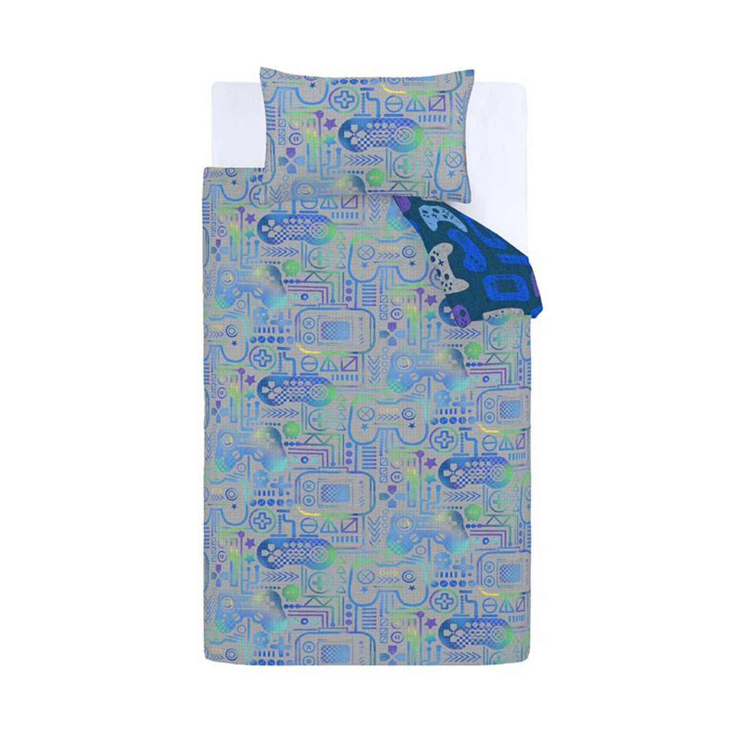 Catherine Lansfield Grey/Blue Gamer Reversible Duvet Set