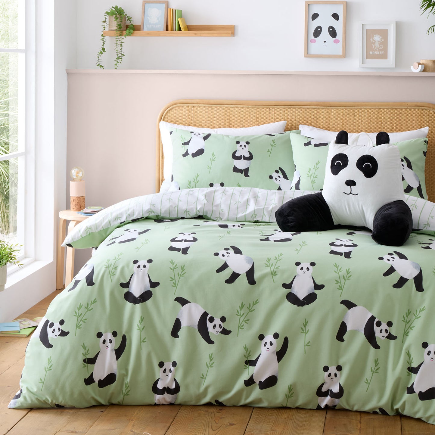 Catherine Lansfield Panda Paws Green Reversible Duvet Set