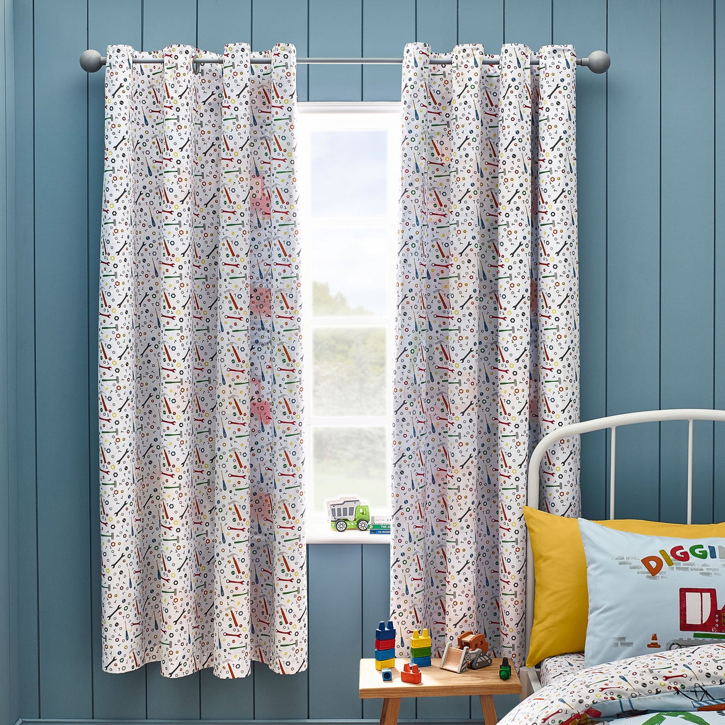 Catherine Lansfield Digger Dreams Reversible Eyelet Curtains