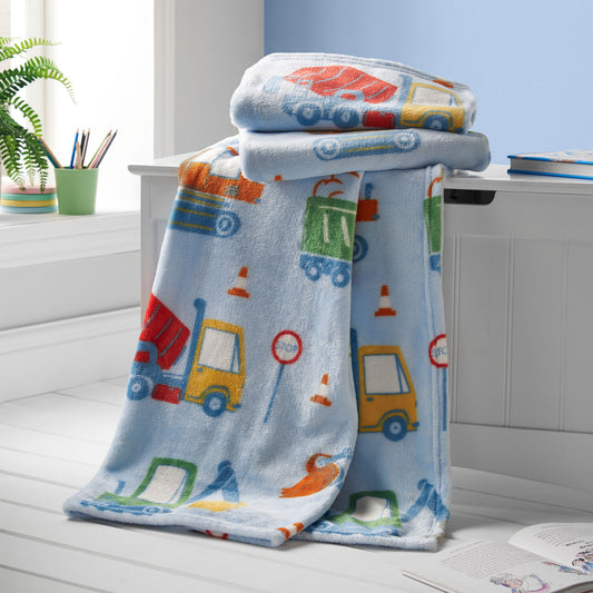 Catherine Lansfield Digger Dreams Cosy Fleece Blanket Throw