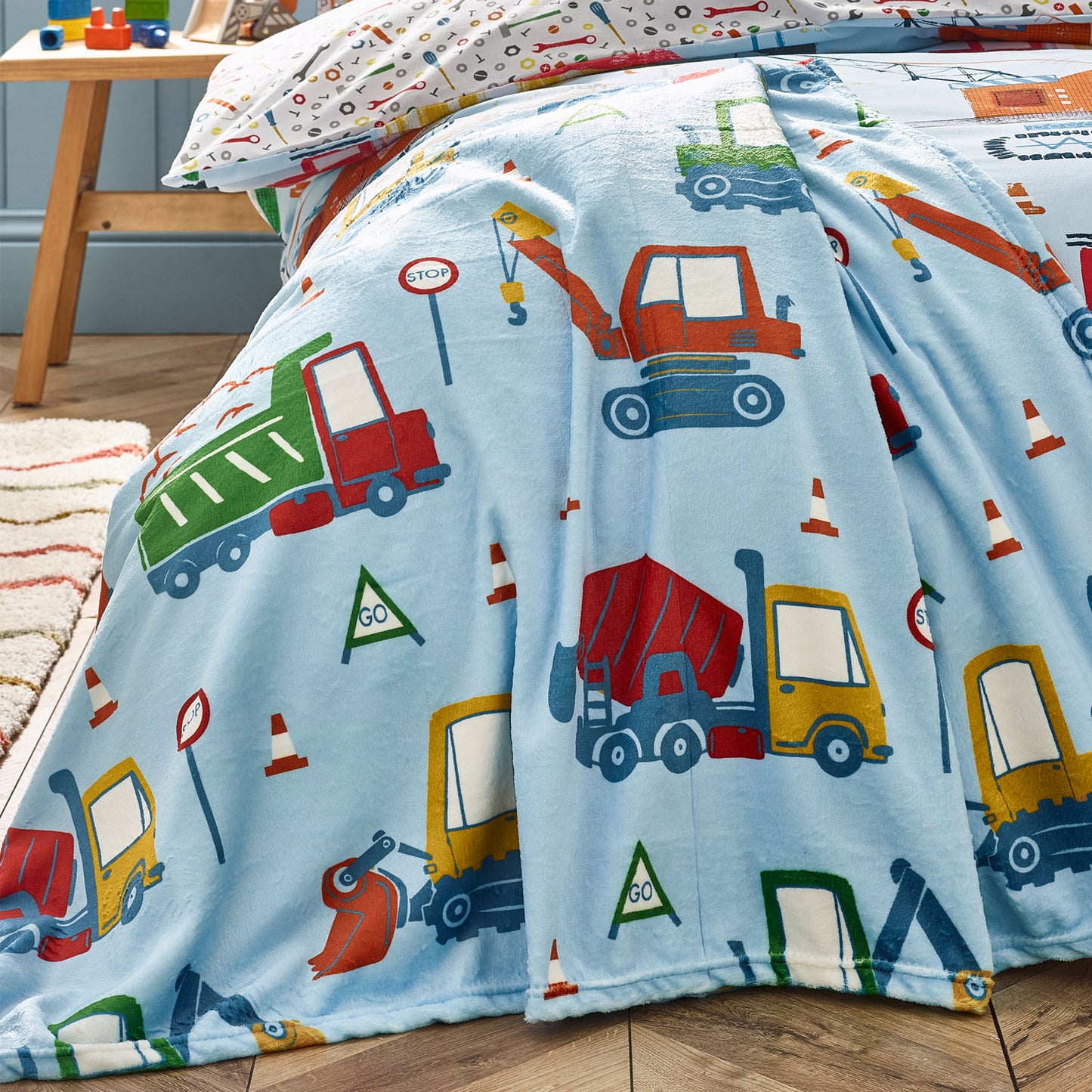 Catherine Lansfield Digger Dreams Cosy Fleece Blanket Throw