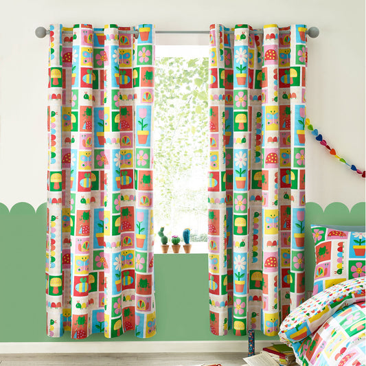 Catherine Lansfield Curious Caterpillar Reversible Eyelet Curtains