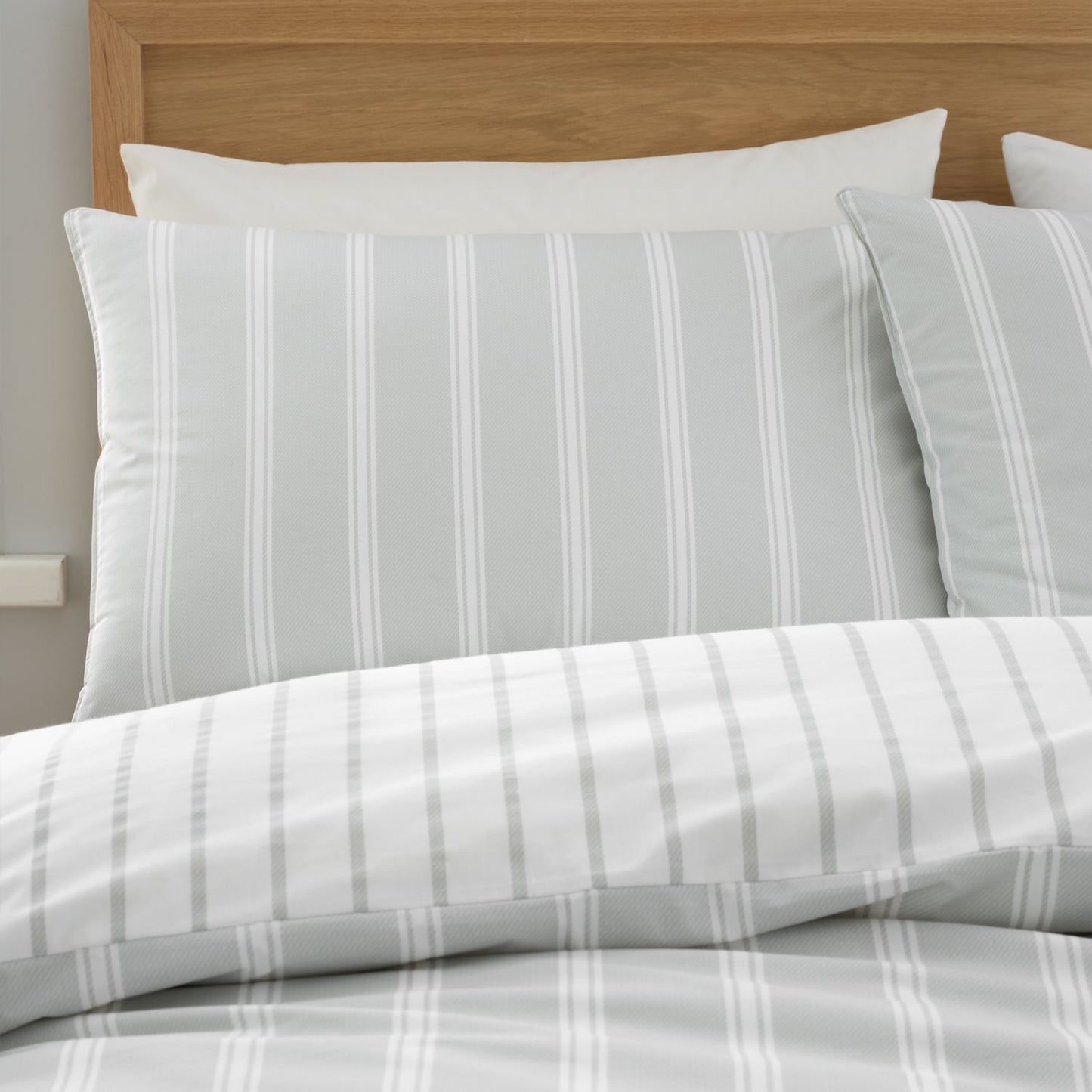 Bianca Ashford Stripe Silver 200TC Cotton Percale Reversible Duvet Set