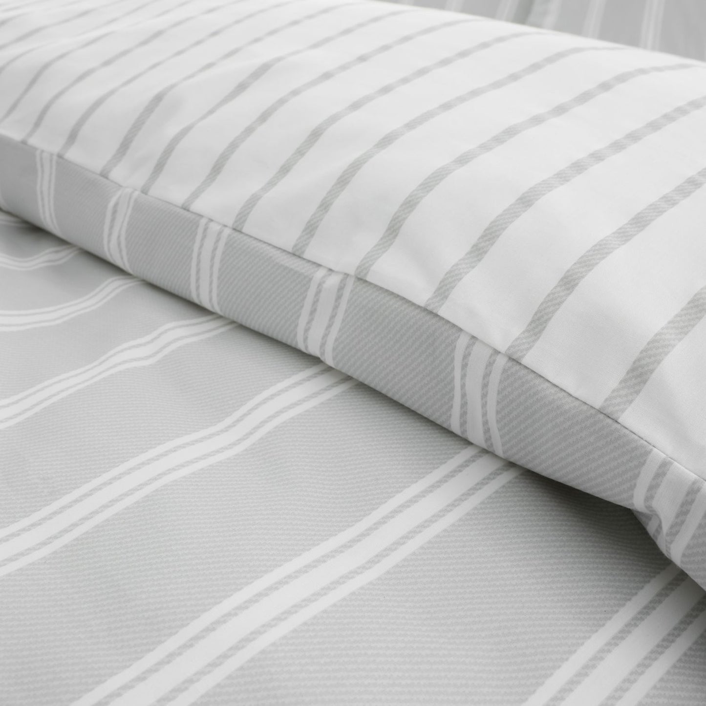 Bianca Ashford Stripe Silver 200TC Cotton Percale Reversible Duvet Set