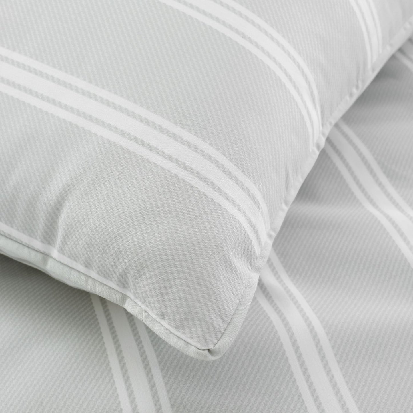 Bianca Ashford Stripe Silver 200TC Cotton Percale Reversible Duvet Set