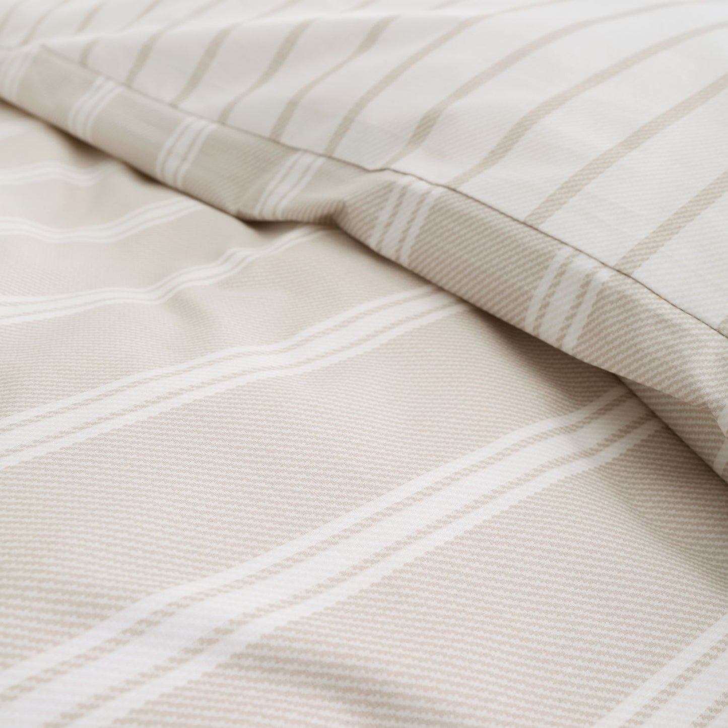 Bianca Ashford Stripe Natural 200TC Cotton Percale Reversible Duvet Set