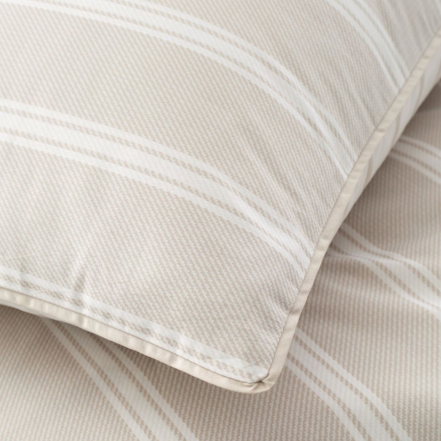 Bianca Ashford Stripe Natural 200TC Cotton Percale Reversible Duvet Set