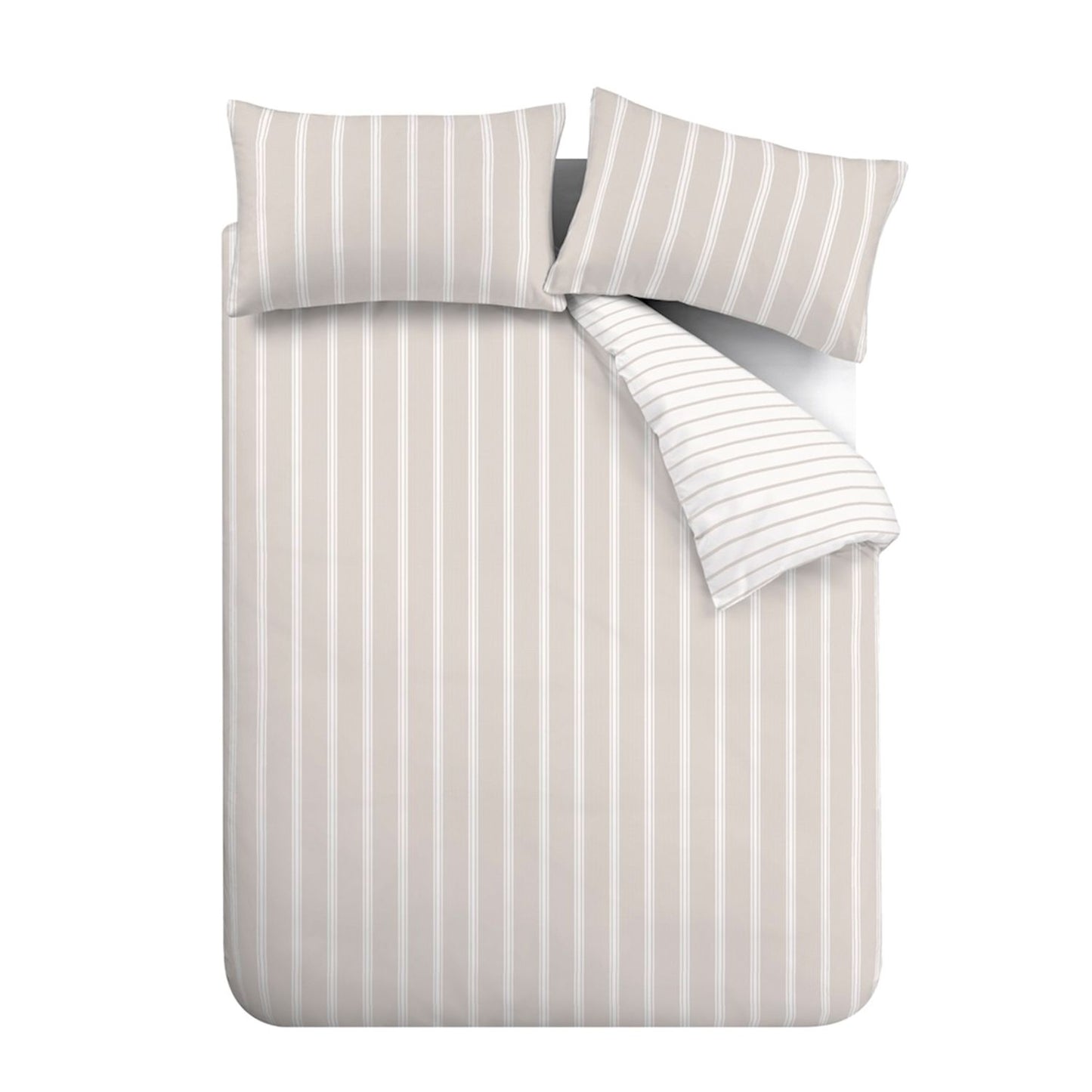 Bianca Ashford Stripe Natural 200TC Cotton Percale Reversible Duvet Set