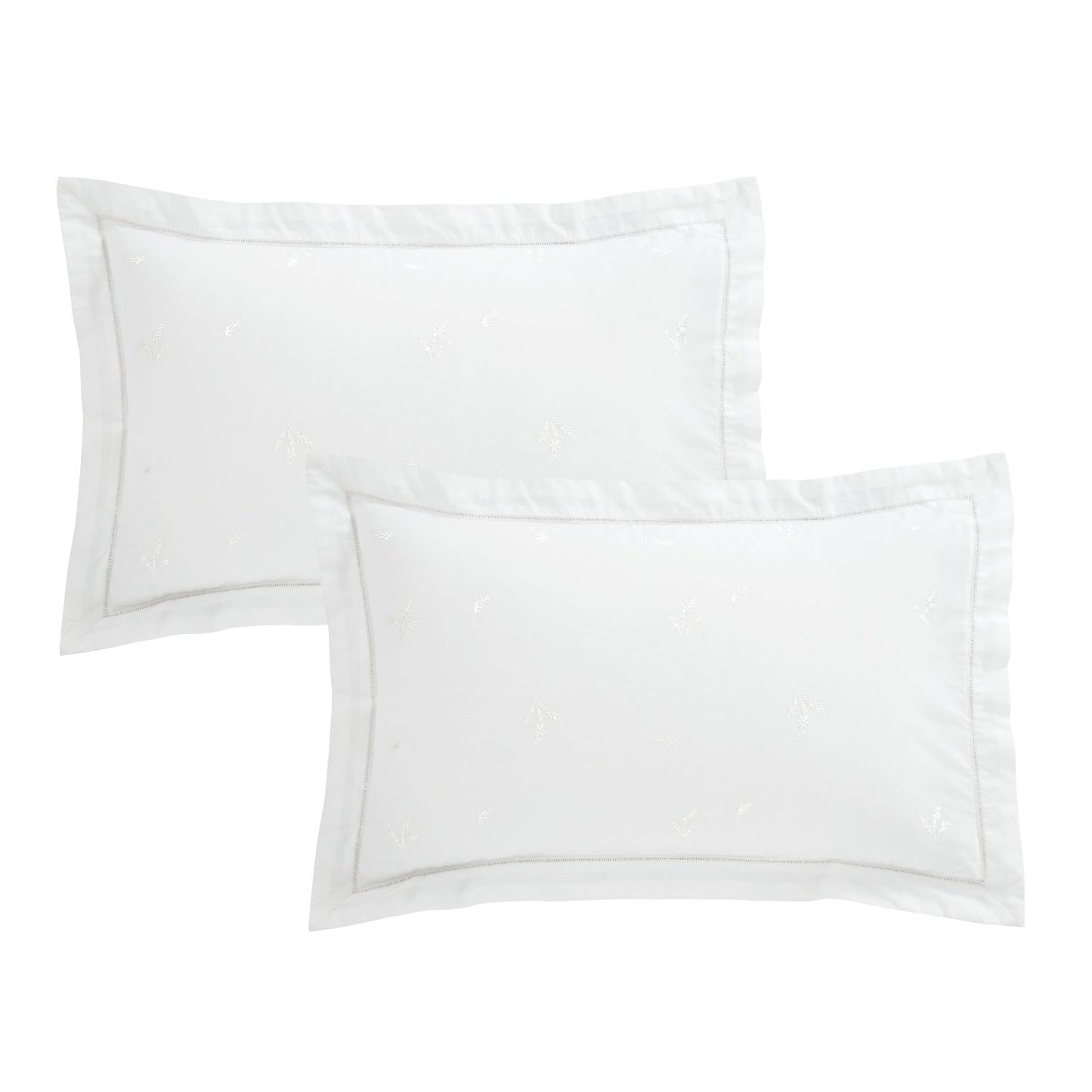 Bianca Lottie White Floral Embroidery 180TC Cotton Oxford Pillowcase