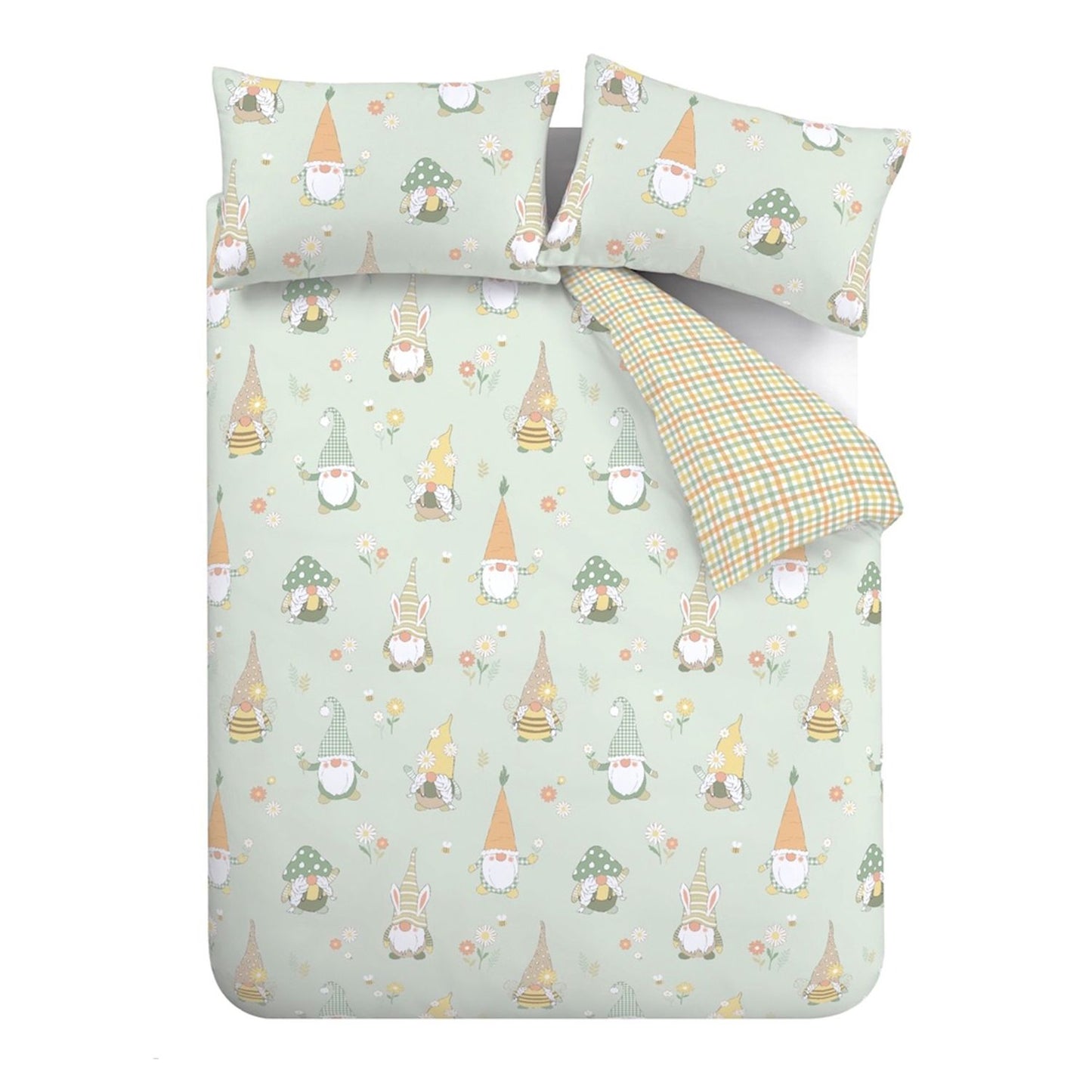 Catherine Lansfield Spring Gonks Mint Green Reversible Duvet Set