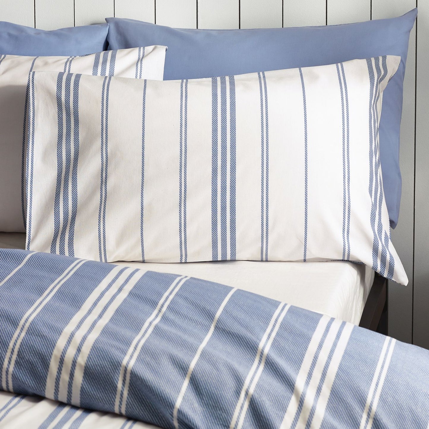 Catherine Lansfield Harbour Stripe Blue Reversible Duvet Set