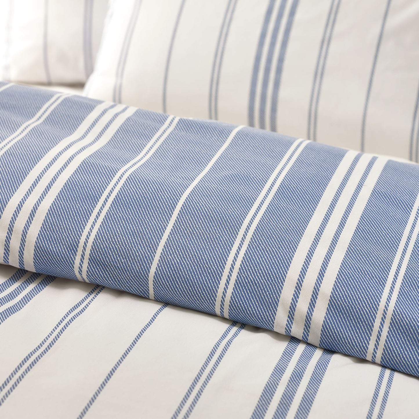 Catherine Lansfield Harbour Stripe Blue Reversible Duvet Set