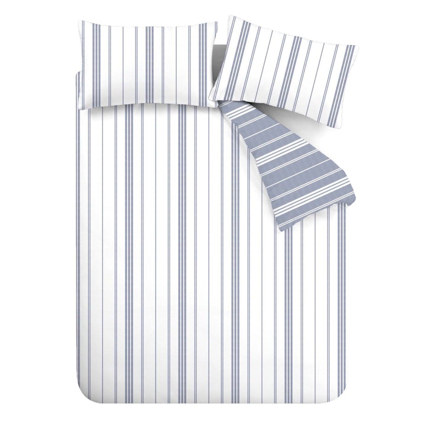 Catherine Lansfield Harbour Stripe Blue Reversible Duvet Set