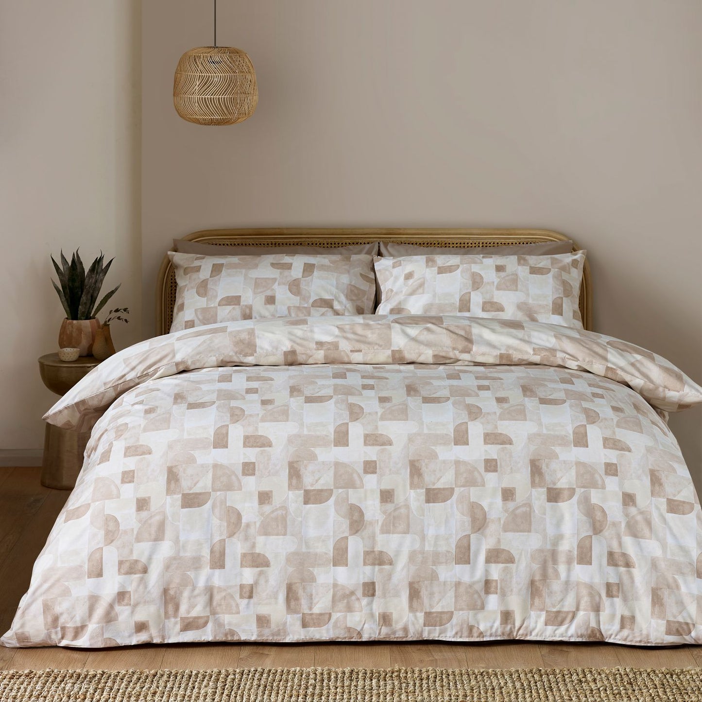 Catherine Lansfield Sloane Natural Geo Reversible Duvet Set