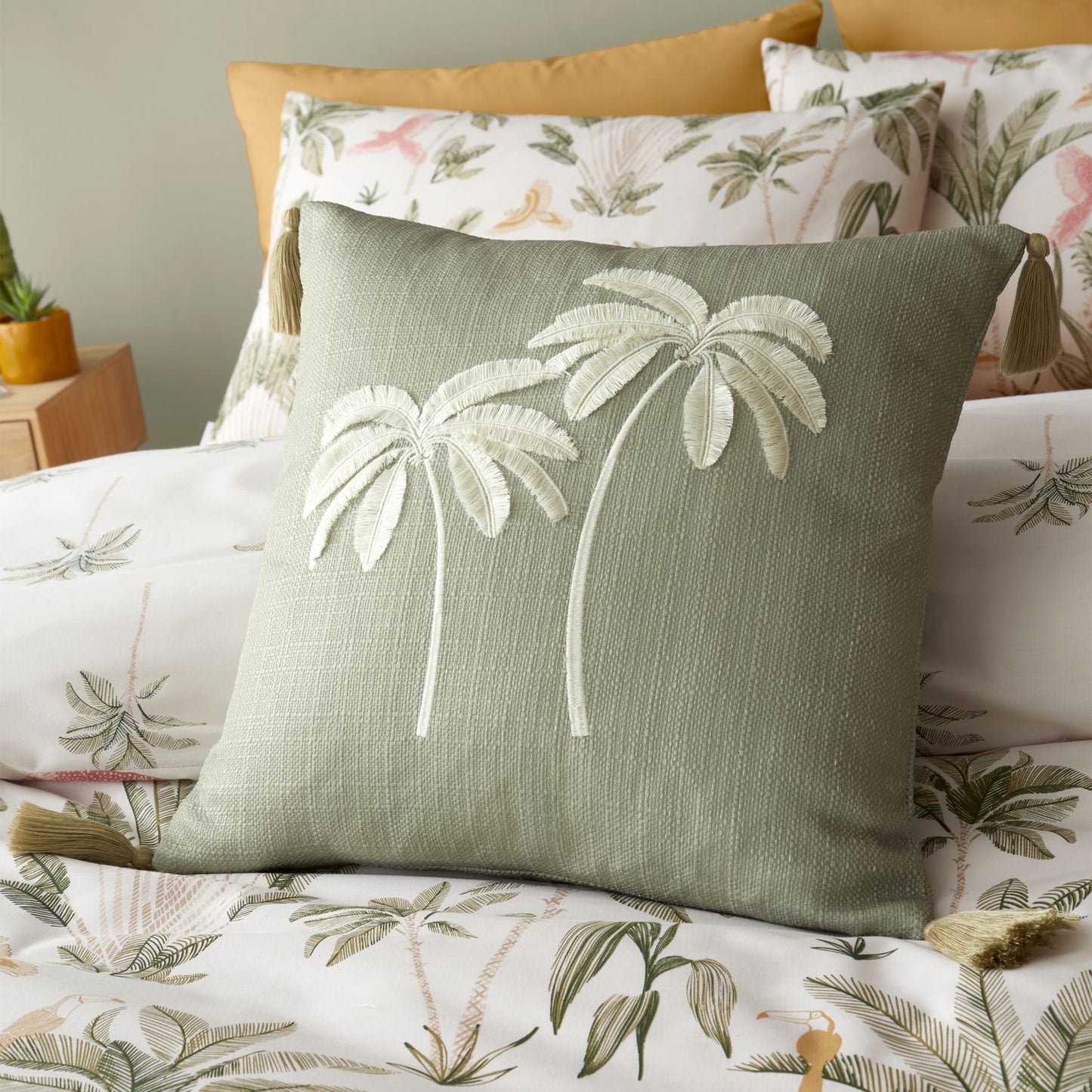 Catherine Lansfield Paradiso Sage Tufted Palm Cushion