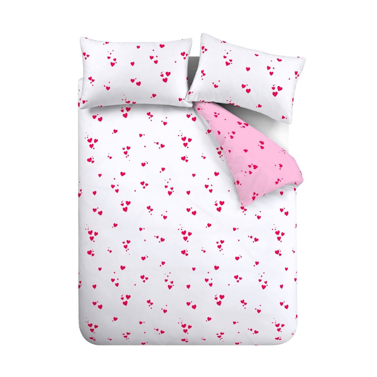Catherine Lansfield Seersucker White and Red Heart Duvet Set