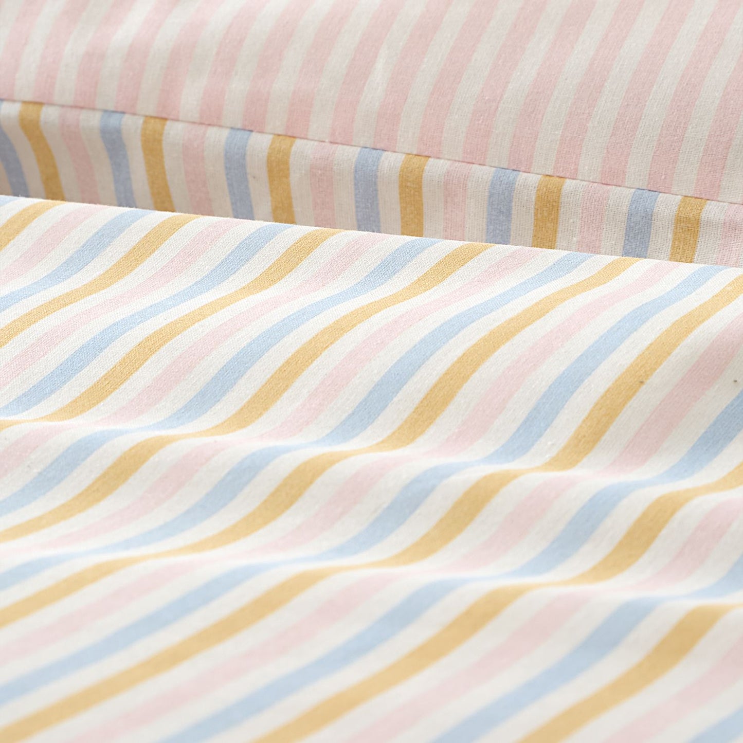 Catherine Lansfield Brighton Stripe Pastel Bow Trim Duvet Set