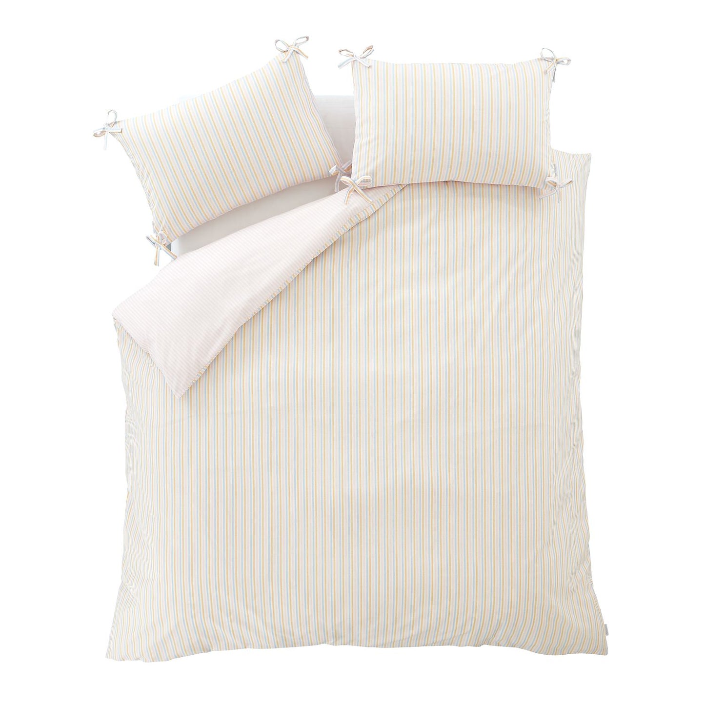 Catherine Lansfield Brighton Stripe Pastel Bow Trim Duvet Set