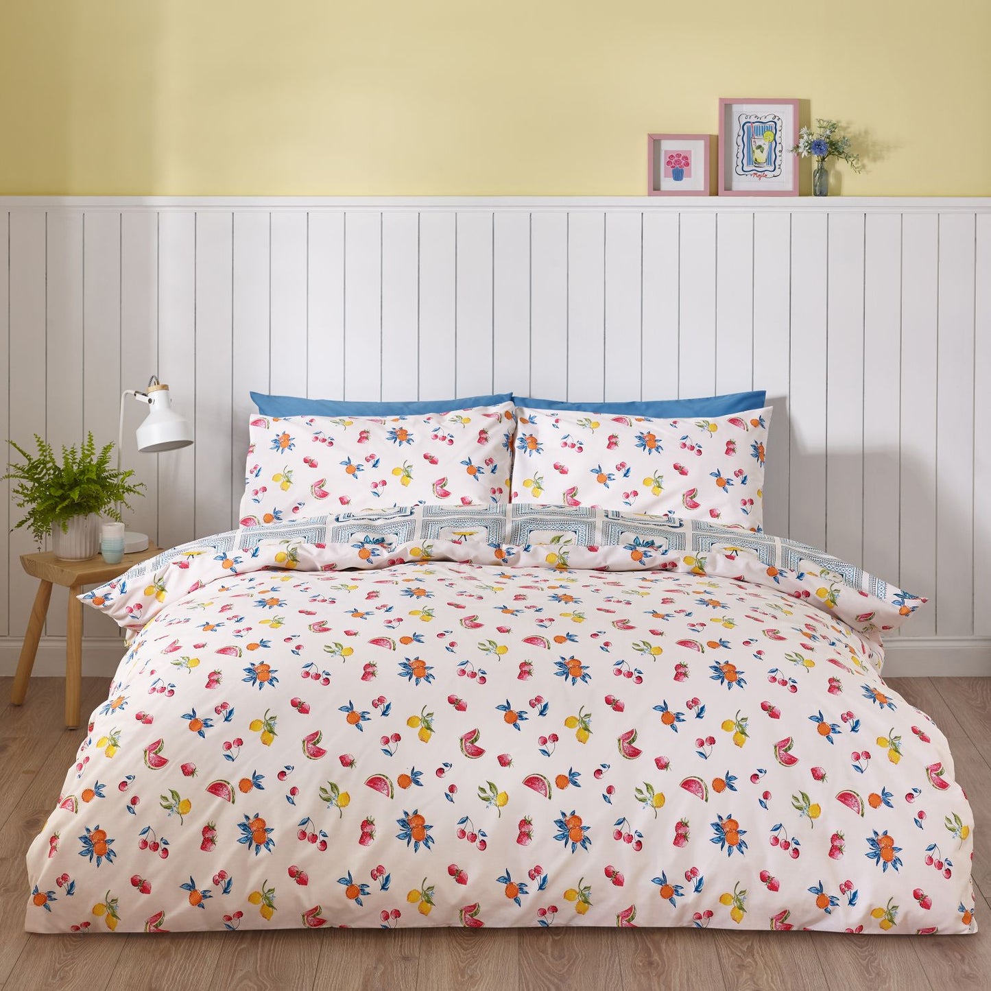 Catherine Lansfield Riviera Blue Tiles Reversible Duvet Set