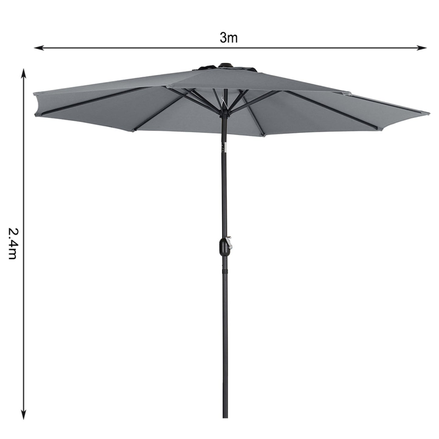 Outdoor Crank Tilt Parasol Dark Grey with Round Base 3m
