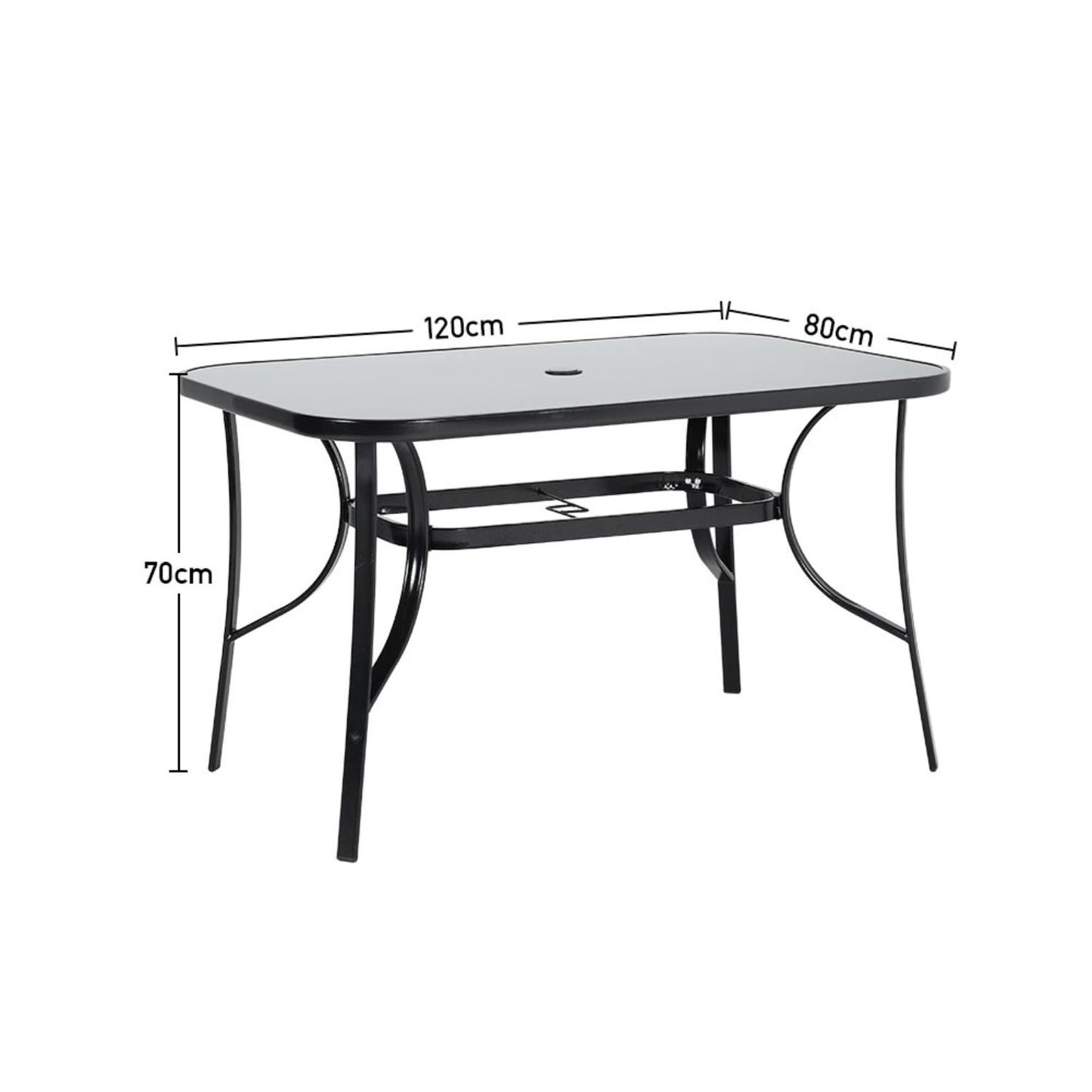 4 Seater Rectangular Garden Table With Glass Top