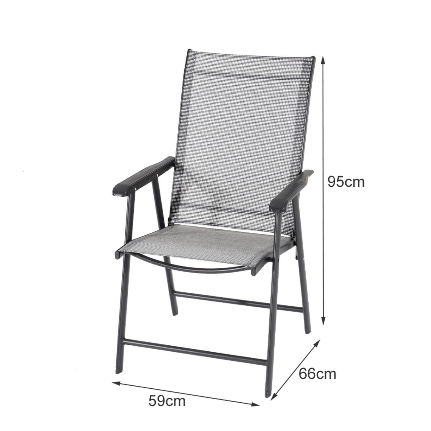 Set of 2 Metal Frame Fabric Foldable Chairs