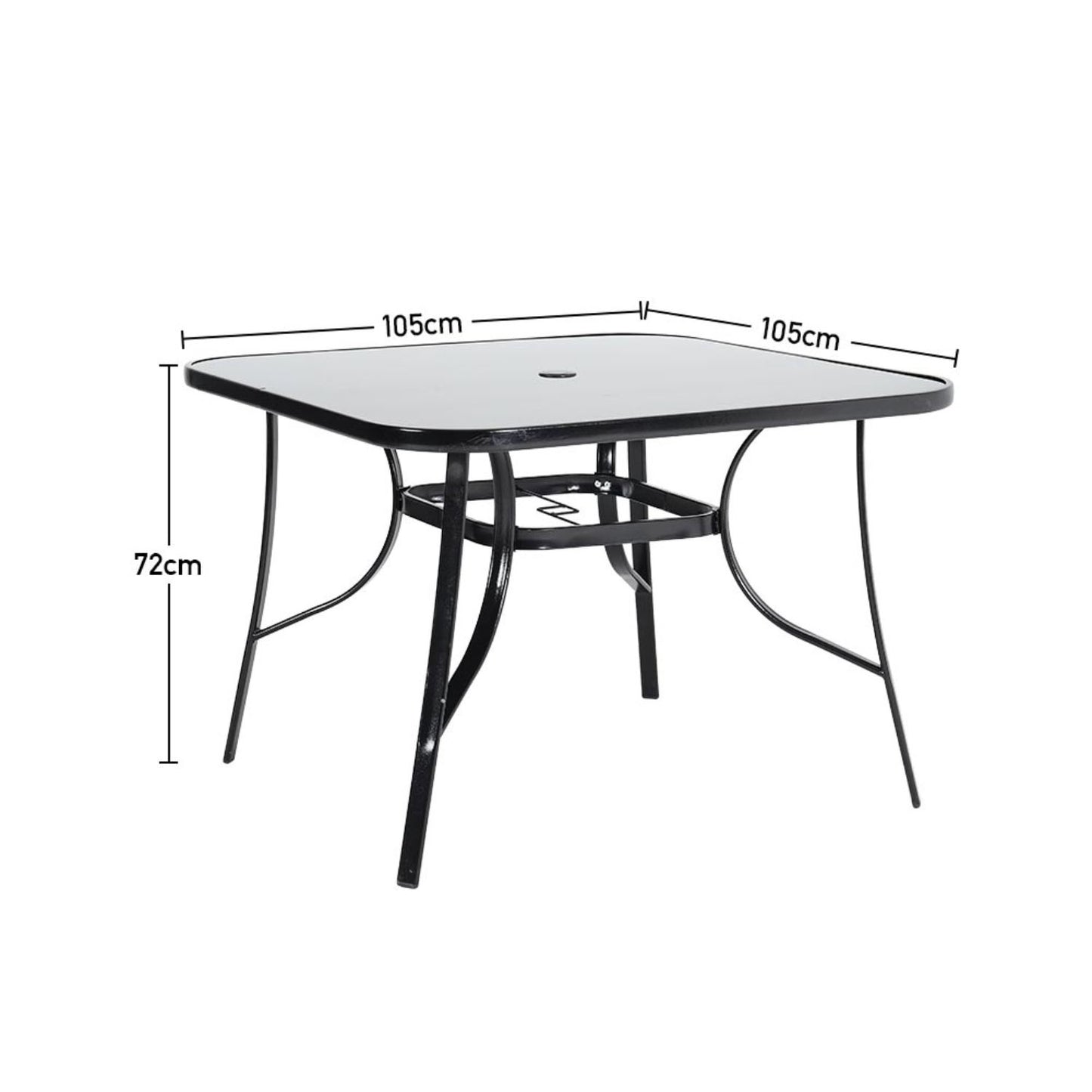4 Seater Square Glass Garden Dining Table