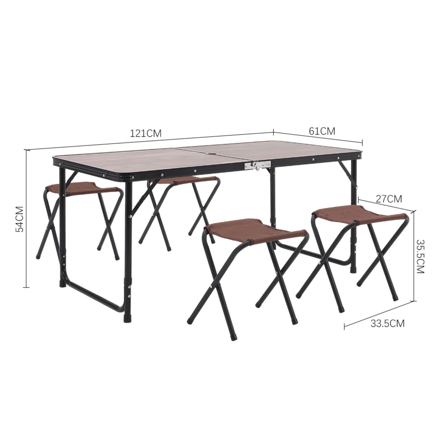 4 Seater Foldable Outdoor Picnic Table With 4 Oxford Stools