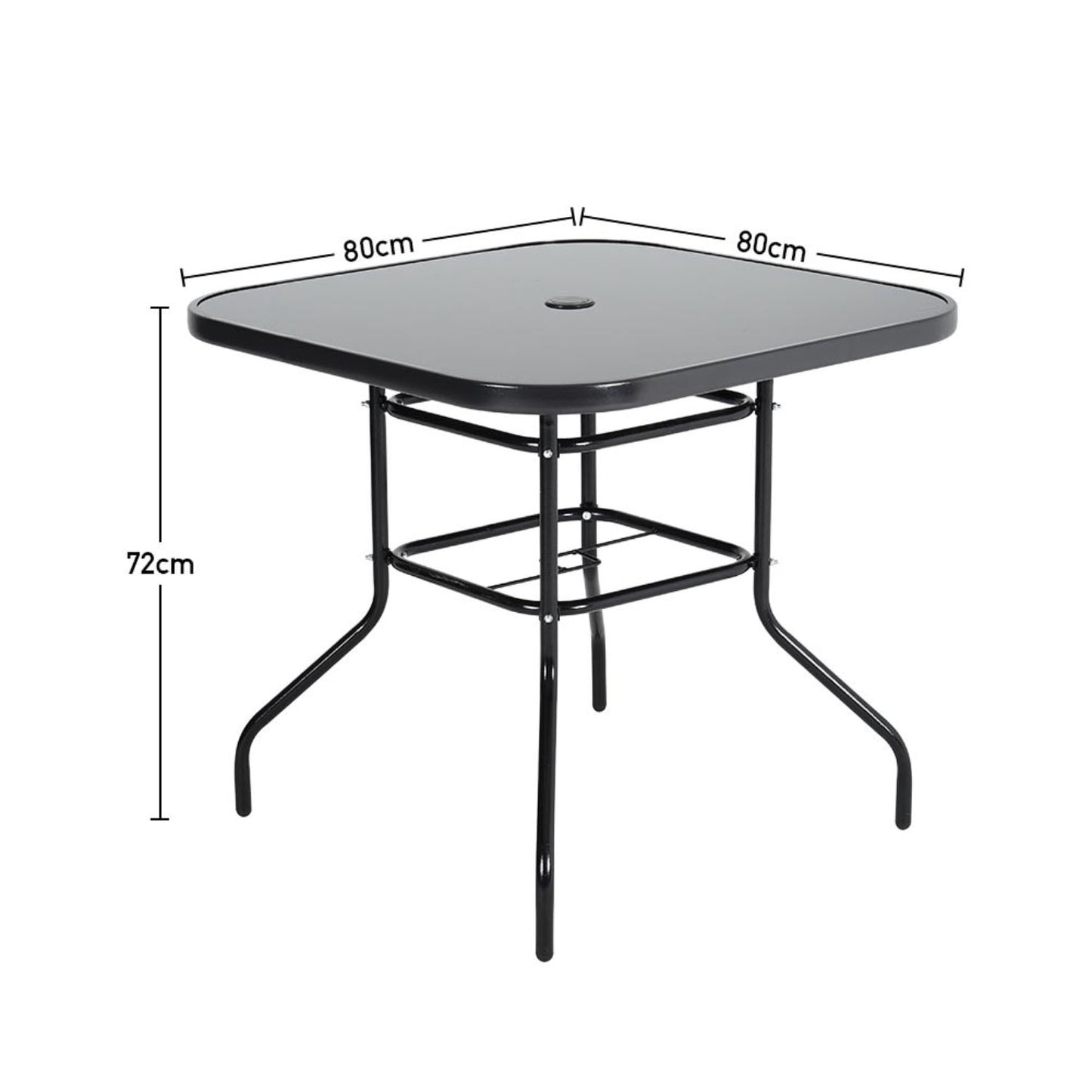 4 Seater Garden Table Black with Parasol Hole