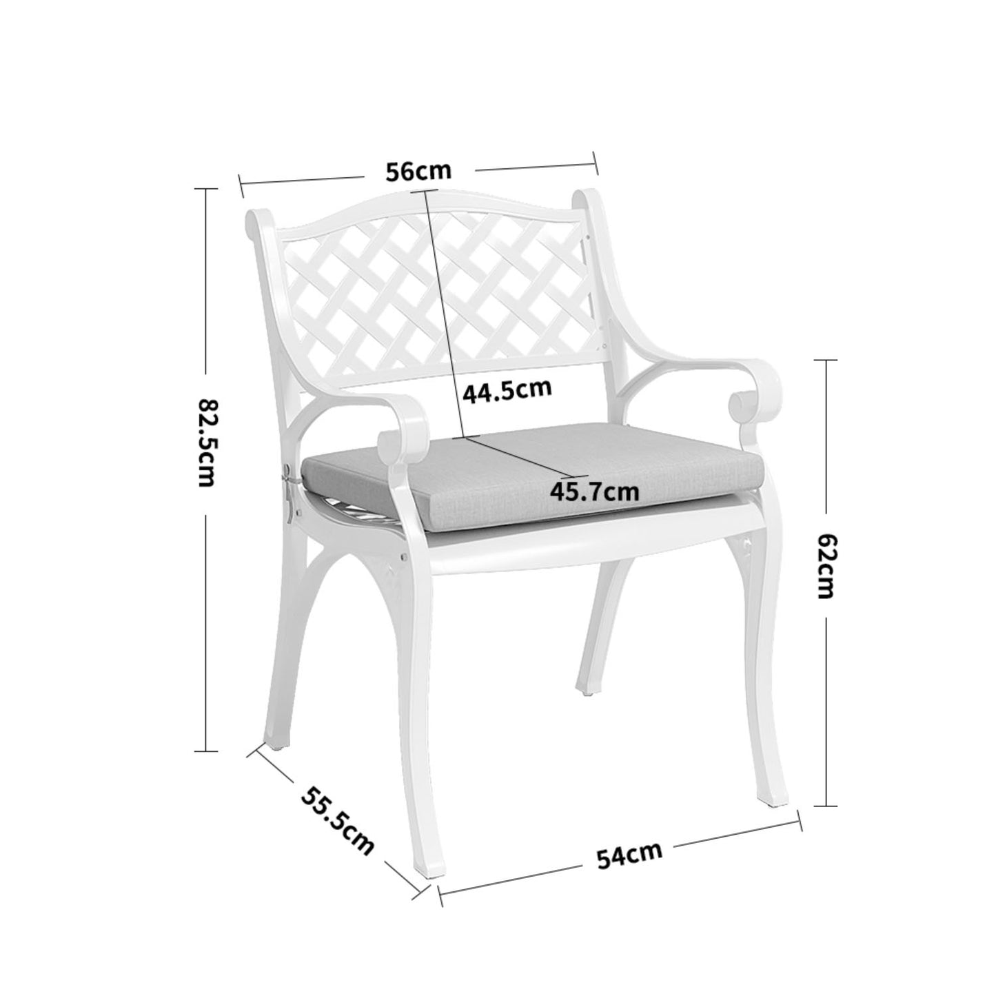 Set of 2 White Aluminium Garden Chairs