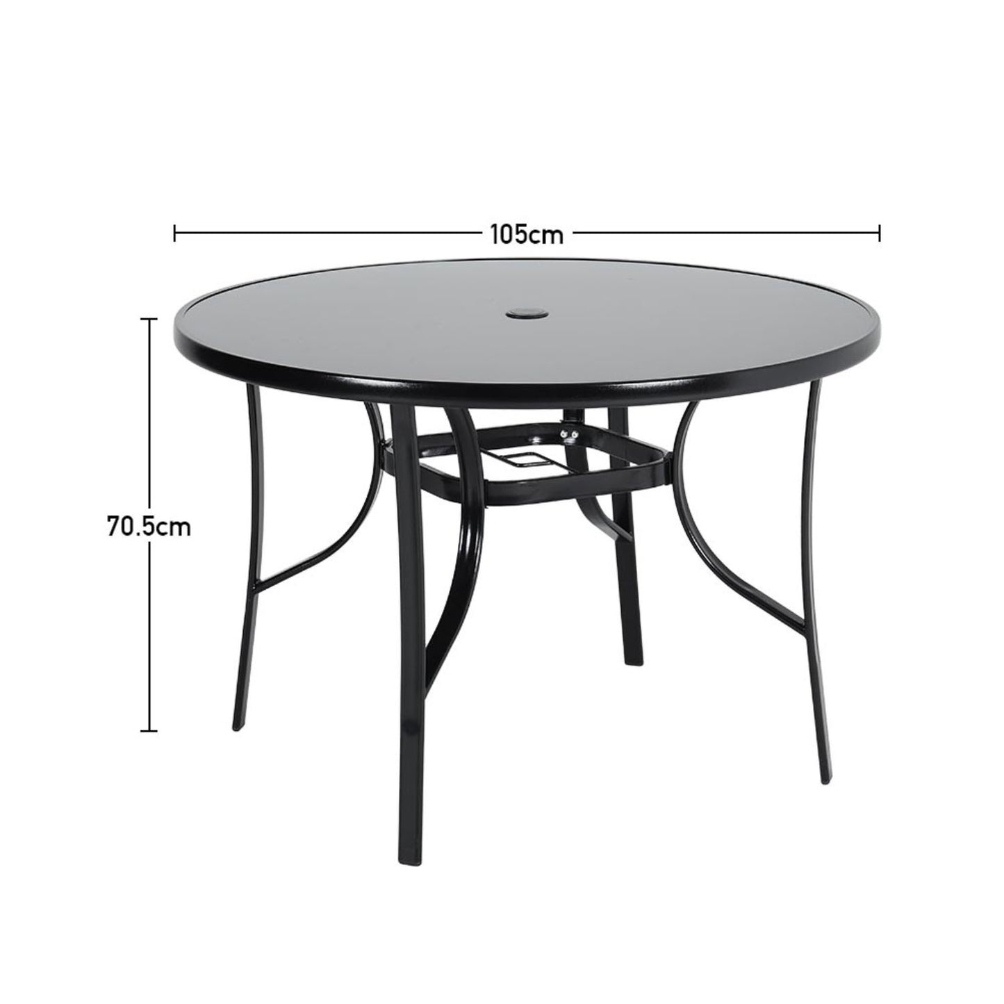 4 Seater Round Garden Glass Table with Parasol Hole