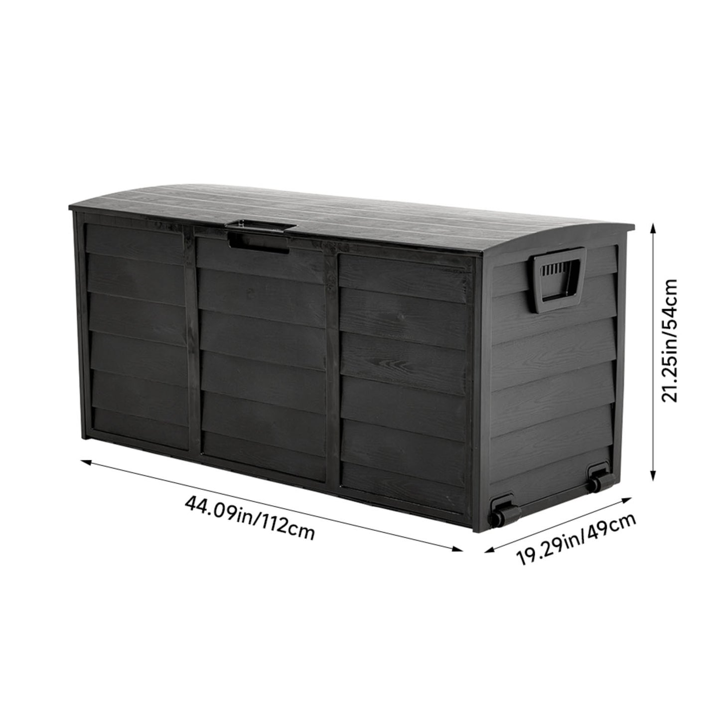Black Outdoor 290L Plastic Garden Storage Box With Wheels
