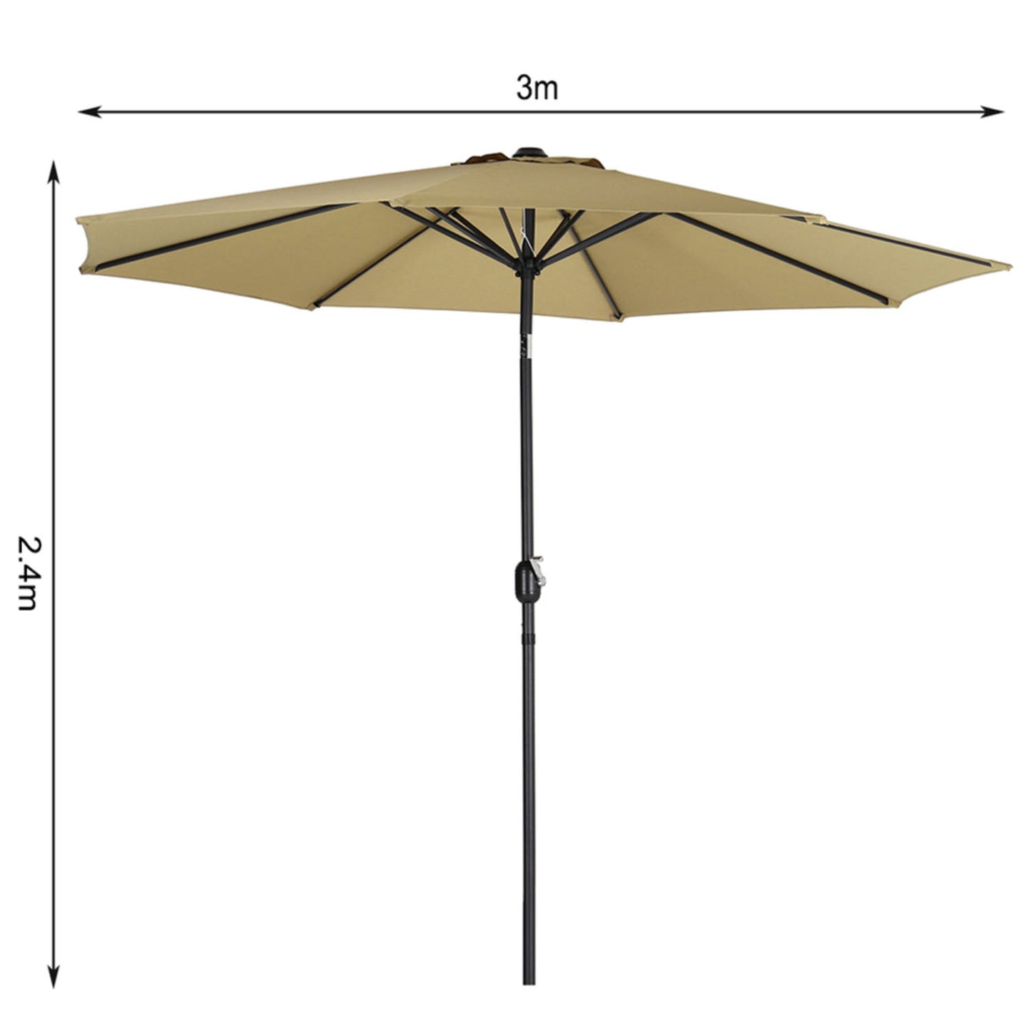 Outdoor Crank Tilt Parasol Beige with Round Base 3m