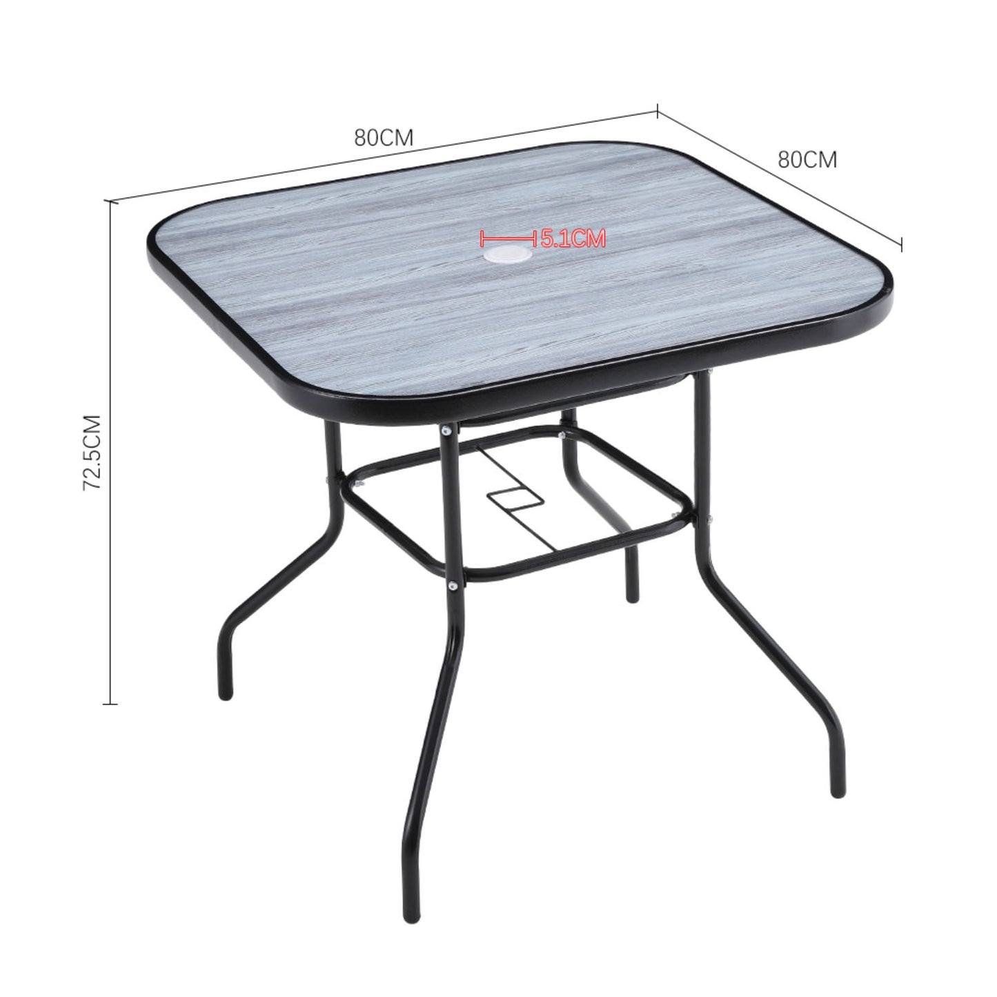 Tempered Glass Grey Square Garden Coffee Table