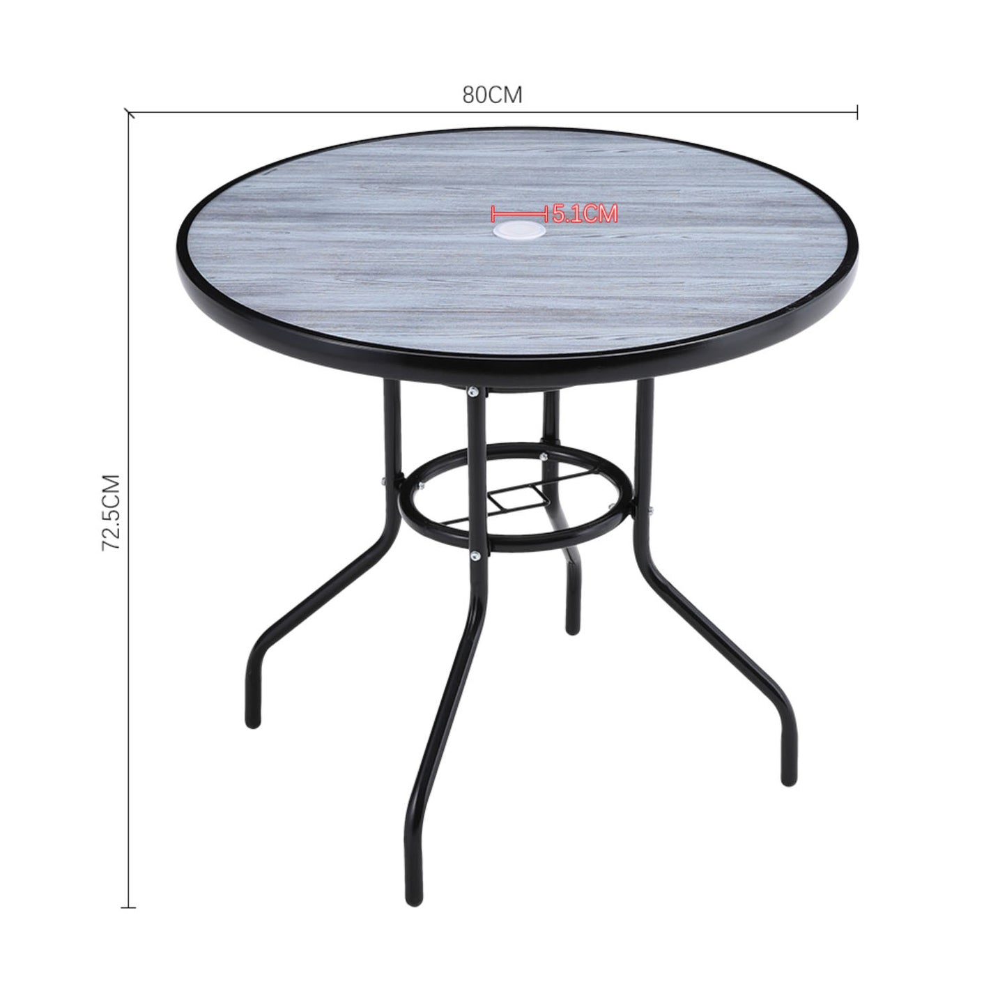 Tempered Glass Grey Round Wood Grain Coffee Table