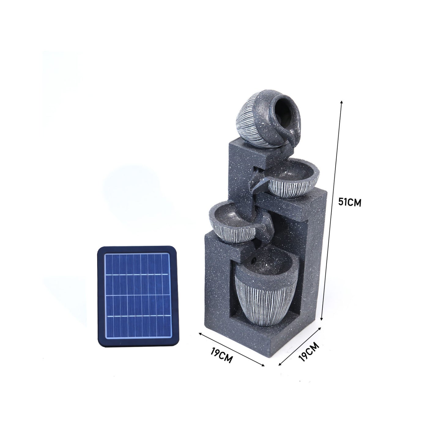 Multi Tier Grey Rockery Garden Fountain with LED Light