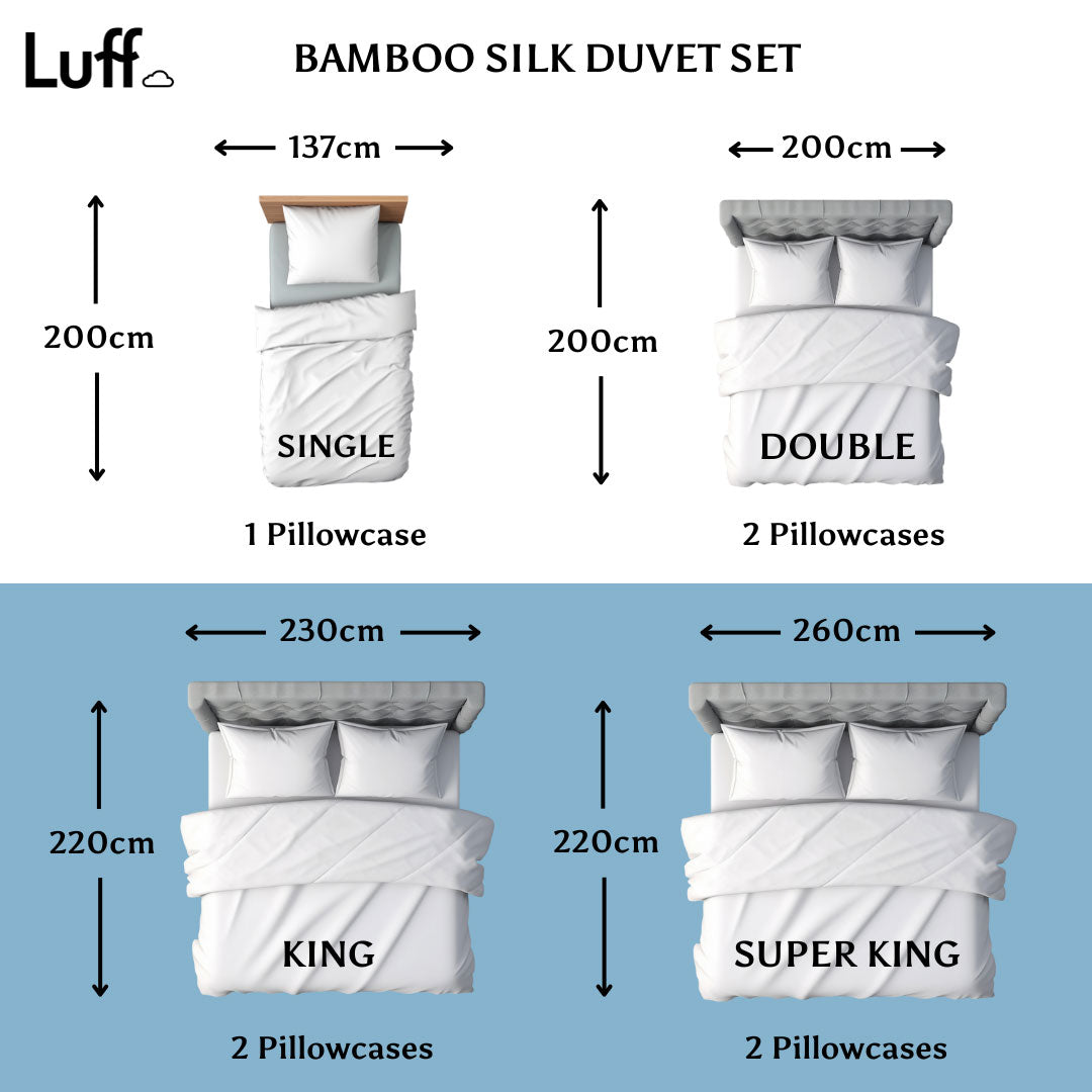 Luff White Organic Bamboo Silk 700TC Duvet Set