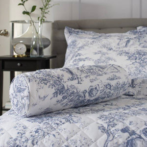 The Lyndon Company Toile Blue Printed Bolster Cushion (46cm x 14cm)