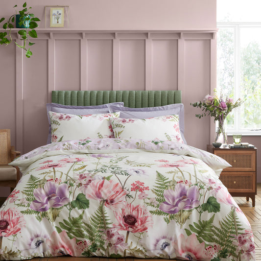 RHS Serenity Garden Lilac Reversible 200TC Cotton Duvet Set