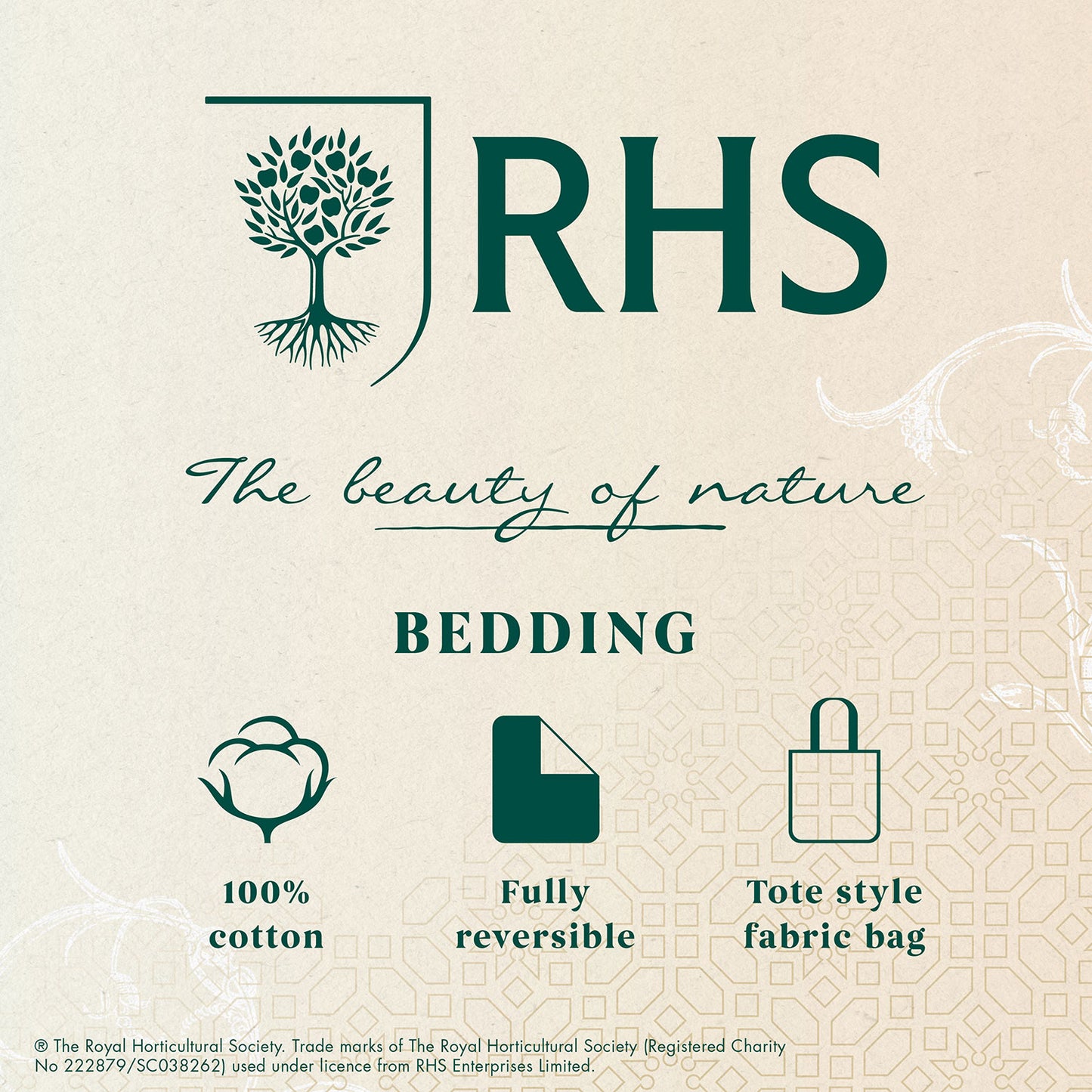 RHS Serenity Garden Lilac Reversible 200TC Cotton Duvet Set