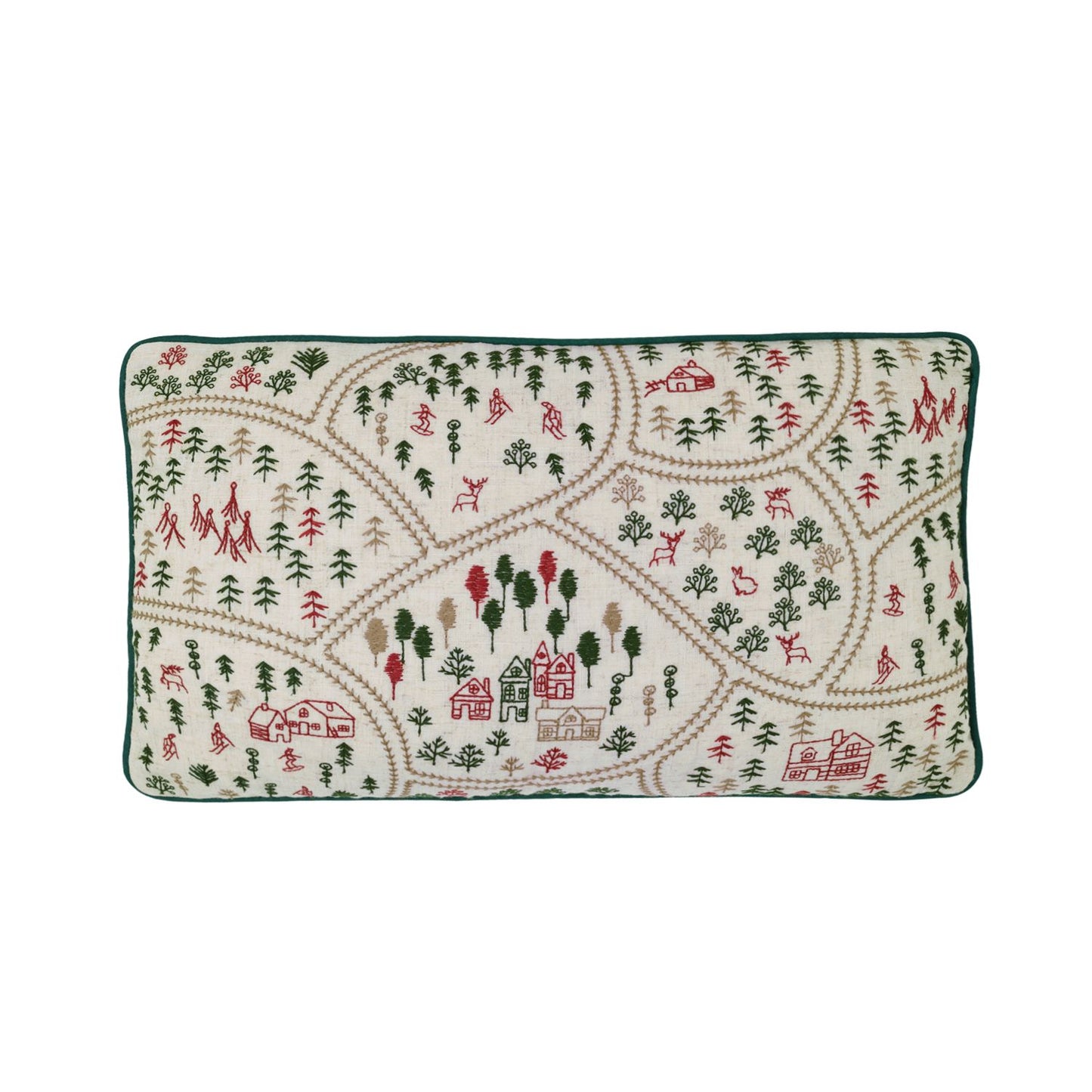 Catherine Lansfield Christmas Ski Village Embroidered Cushion